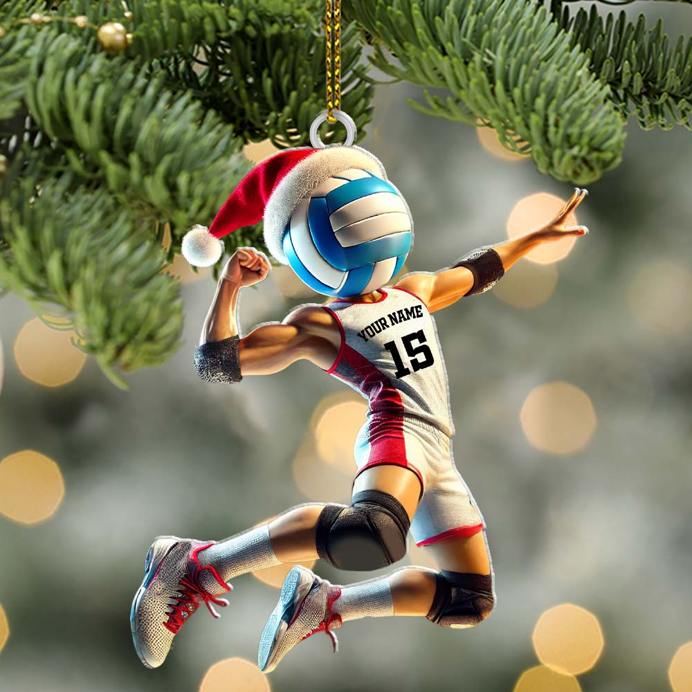 Blisscorners Custom Name and Number Volleyball Champion Ornament, Christmas Gift for Volleyball Lover2D Flat LM2111