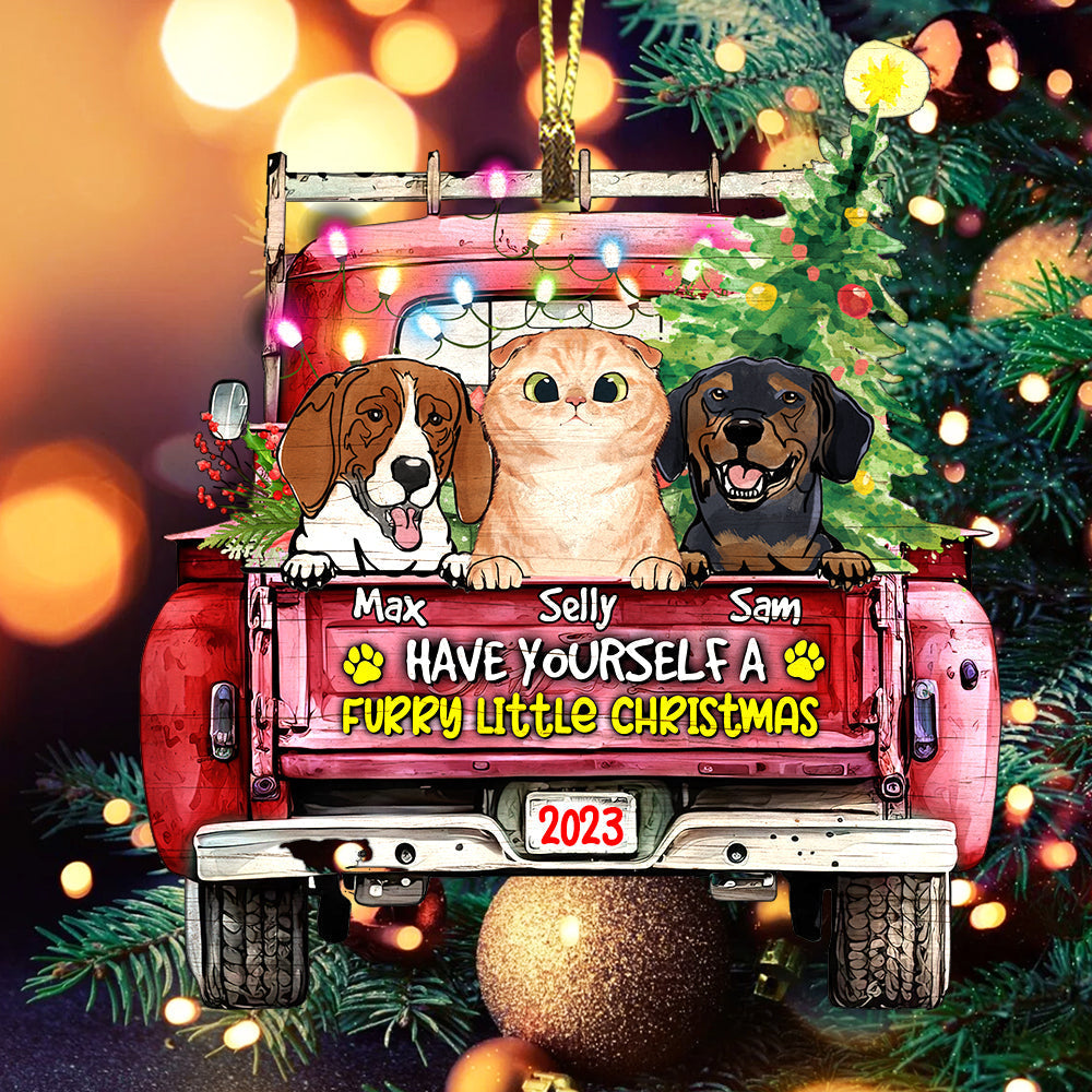 Blisscorners Personalized Furry Little Christmas - Personalized Custom Shaped Wooden Ornament - Gift For Pet Lover2D Flat LM2111