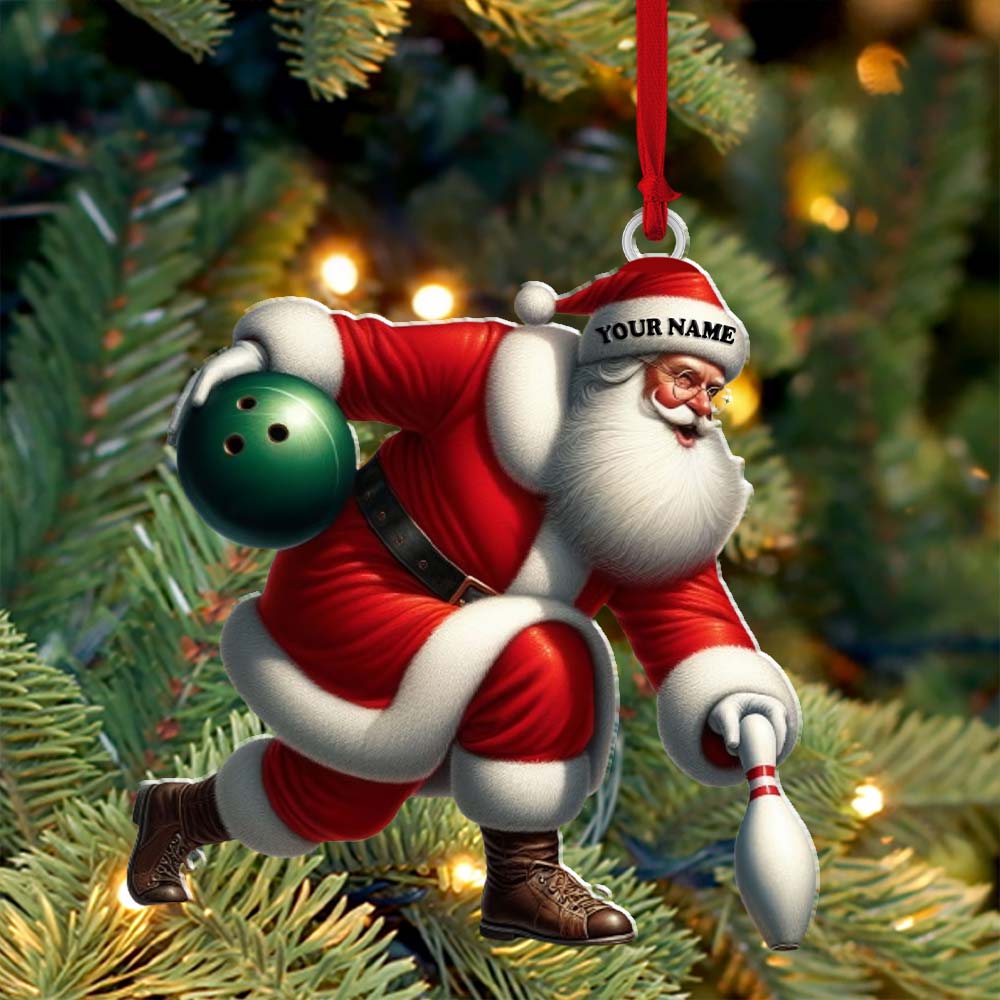 Blisscorners Custom Name Bowling Santa Ornament, Bowling Lover Christmas Gift2D Flat LM2211