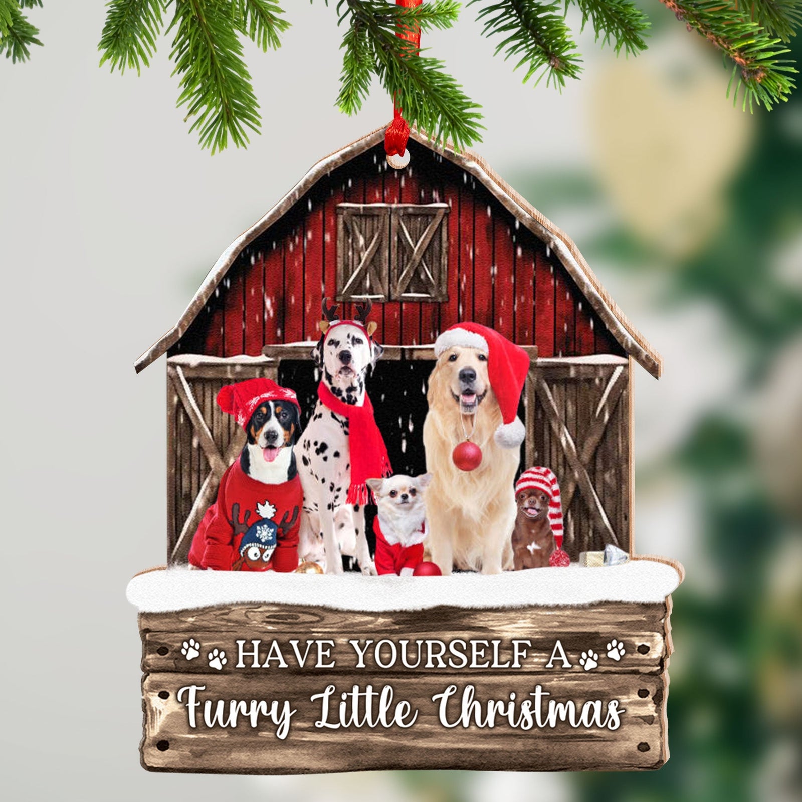 Blisscorners Pet House Christmas, Custom Photo And Quote - Personalized Custom Shaped Wooden Ornament - Gift For Pet Lover, Christmas Gift2D Flat LM2111