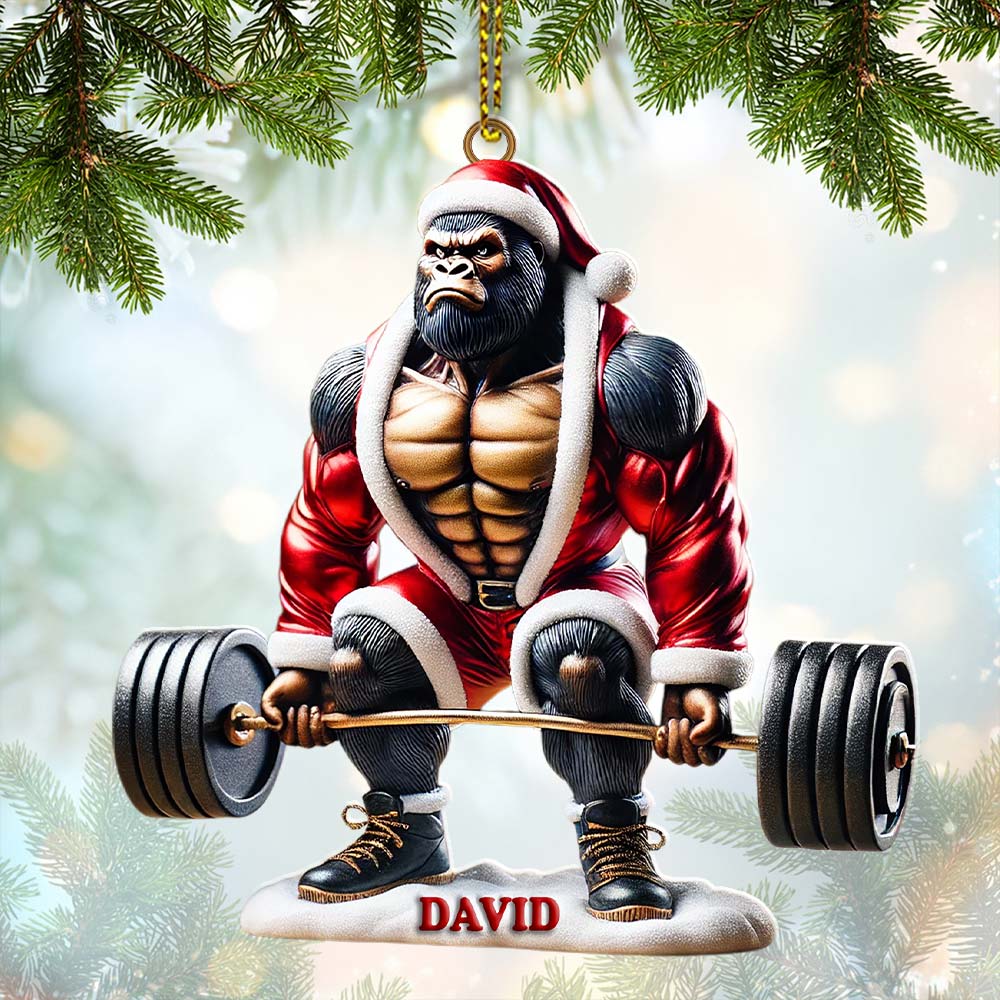 Blisscorners King Kong Weight Lifting Christmas Ornament, Personalized Ornament2D Flat LM2211