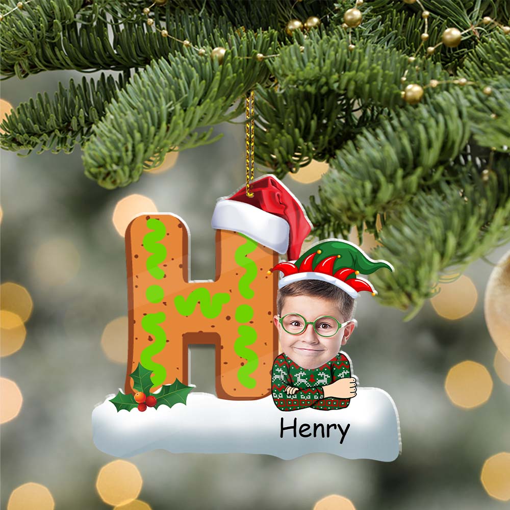 Blisscorners Letter And Kid Christmas - Custom Photo And Name, Personalized Acrylic Ornament - Gift For Christmas, Family Gift2D Flat LM2111