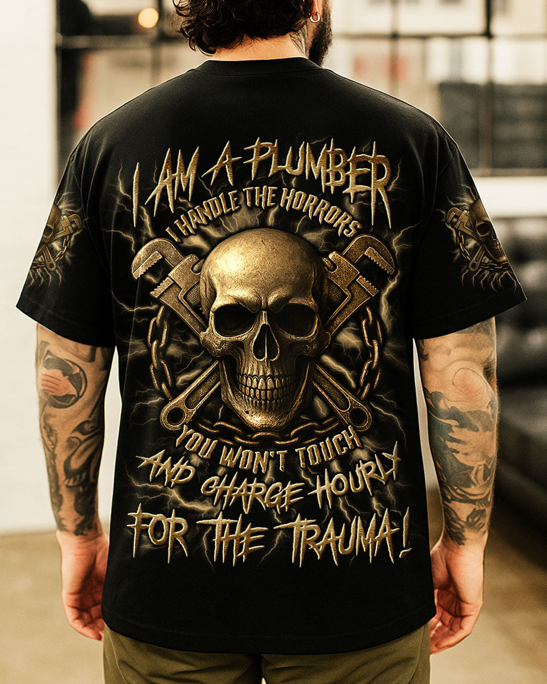 BLISSCORNERS ROCKING THE PLUMBER WIFE LIFE SKULL ALL OVER PRINT