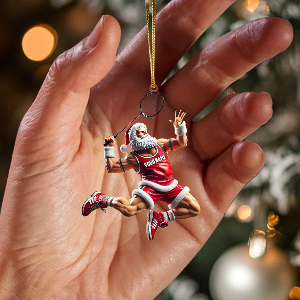 Blisscorners Santa Plays Badminton Christmas Ornament, Personalized Ornament2D Flat LM2211