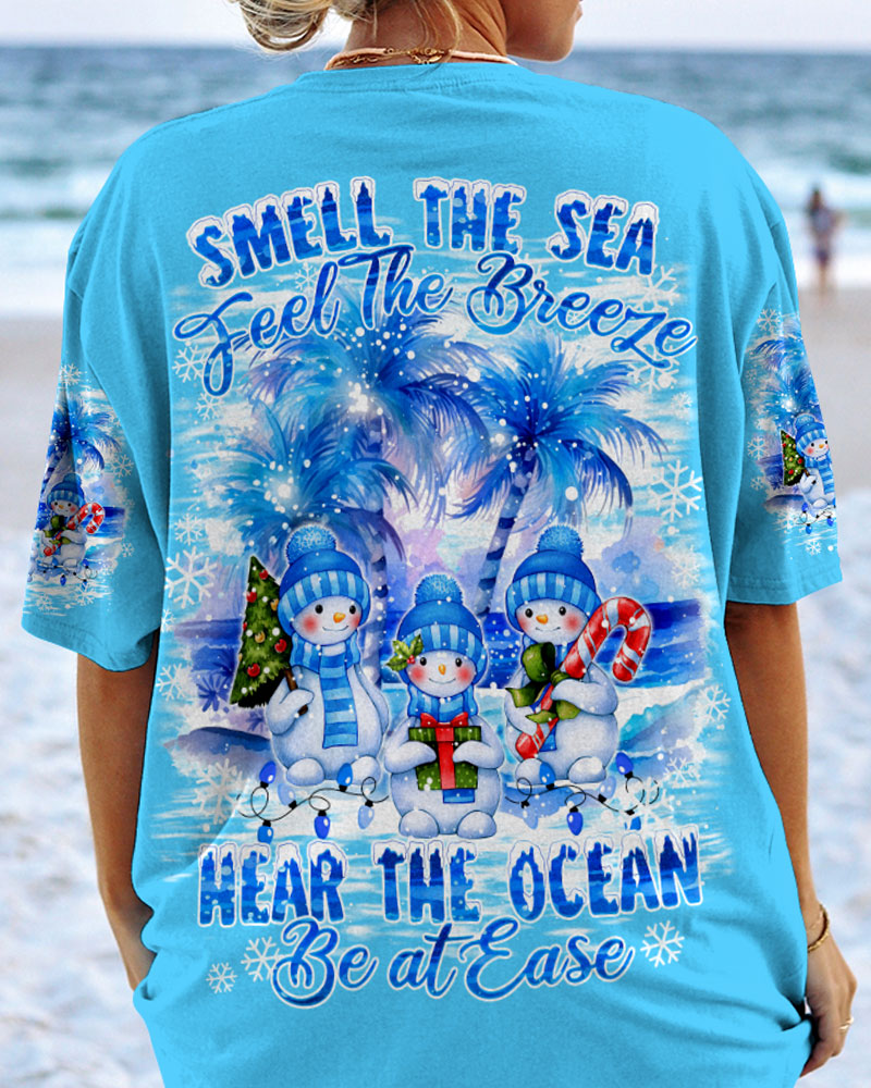 BLISSCORNERS SMELL THE SEA FEEL THE BREEZE SNOWMAN CHRISTMAS ALL OVER PRINT