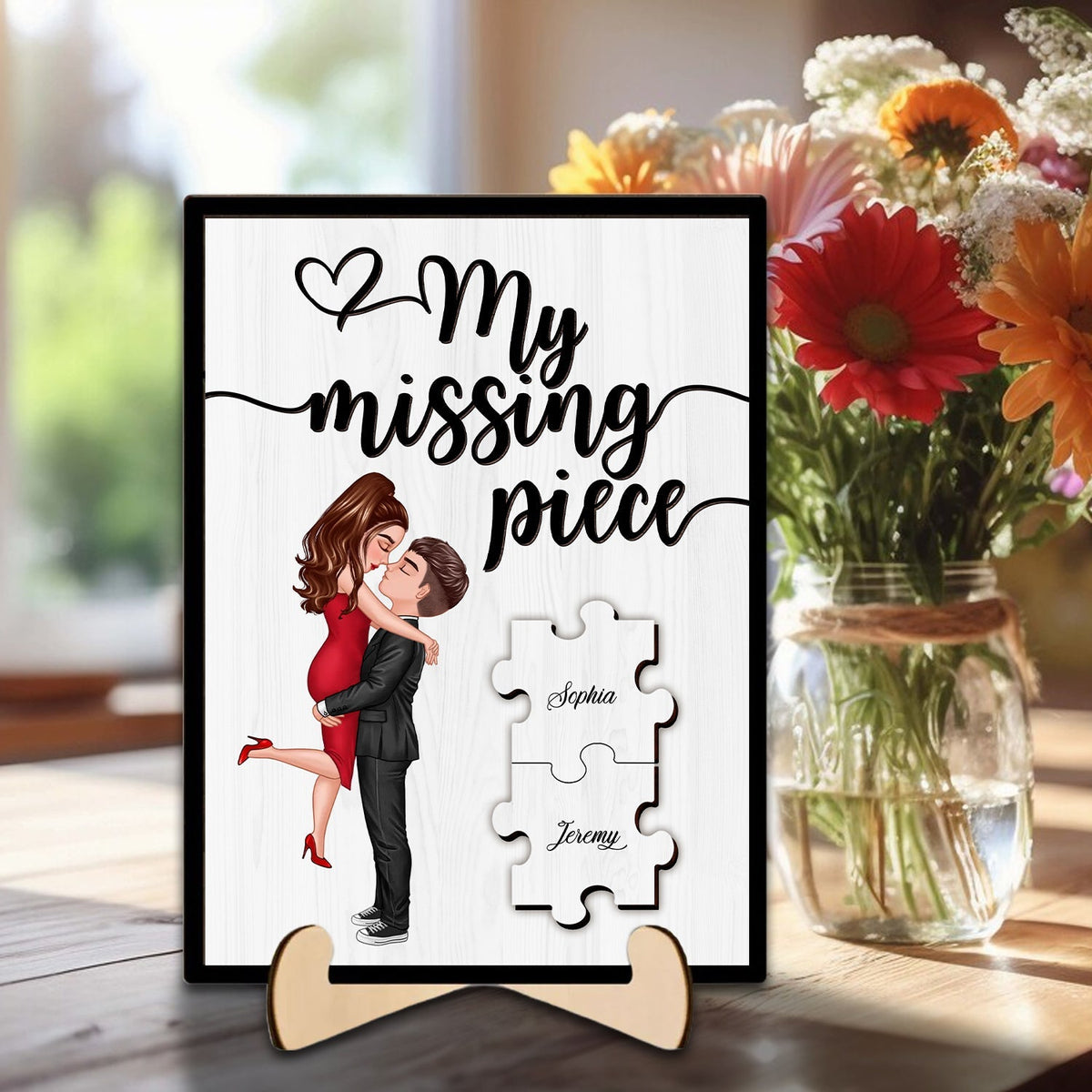 Blisscorners My Missing Piece Valentine‘s Day Gift For Her Gift For Him Personalized 2-Layer Wooden Plaque2D Flat LM2111