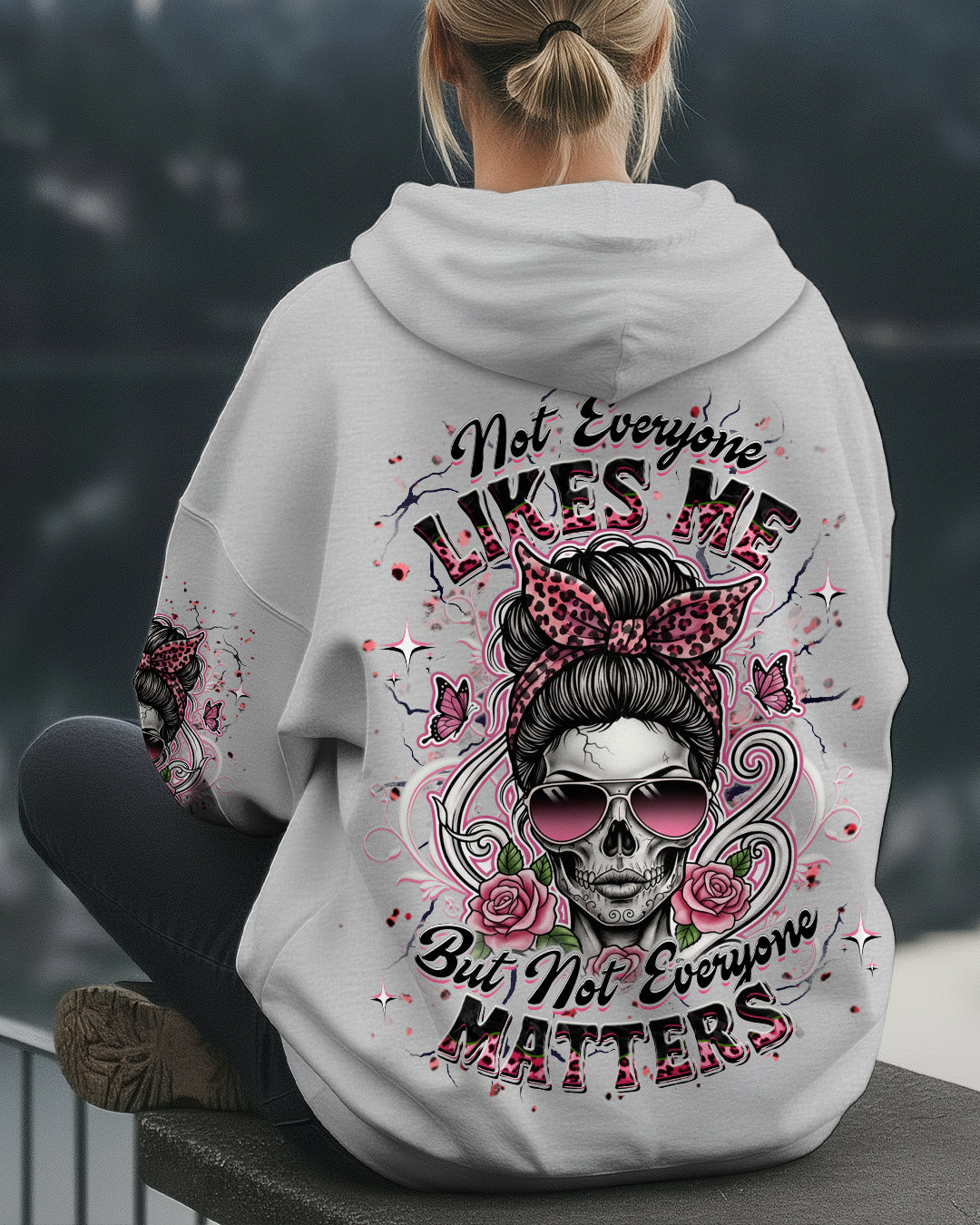 BLISSCORNERS ASSUMING I WAS LIKE MOST GIRLS MESSY BUN SKULL ALL OVER PRINT