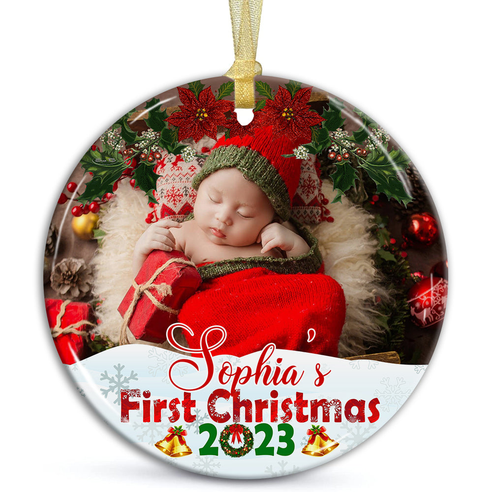 Blisscorners Baby's First Christmas - Personalized Ceramic Ornament - Gift For Christmas, Family Gift2D Flat LM2111