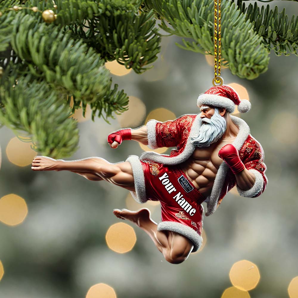 Blisscorners Custom Name Muay Thai Ornament, Christmas Gift for Muay Thai Lovers2D Flat LM2111