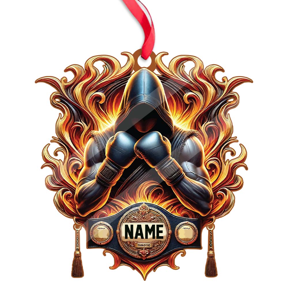 Blisscorners Custom Name Ornament, Boxing Fire2D Flat LM2211