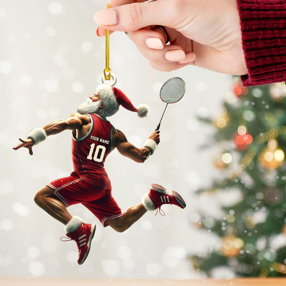 Blisscorners Custom Badminton Santa Ornament, Personalized Ornament2D Flat LM2211