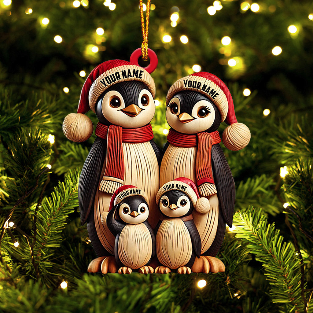 Blisscorners Penguin Family Christmas Ornament, Personalized Ornament2D Flat LM2211