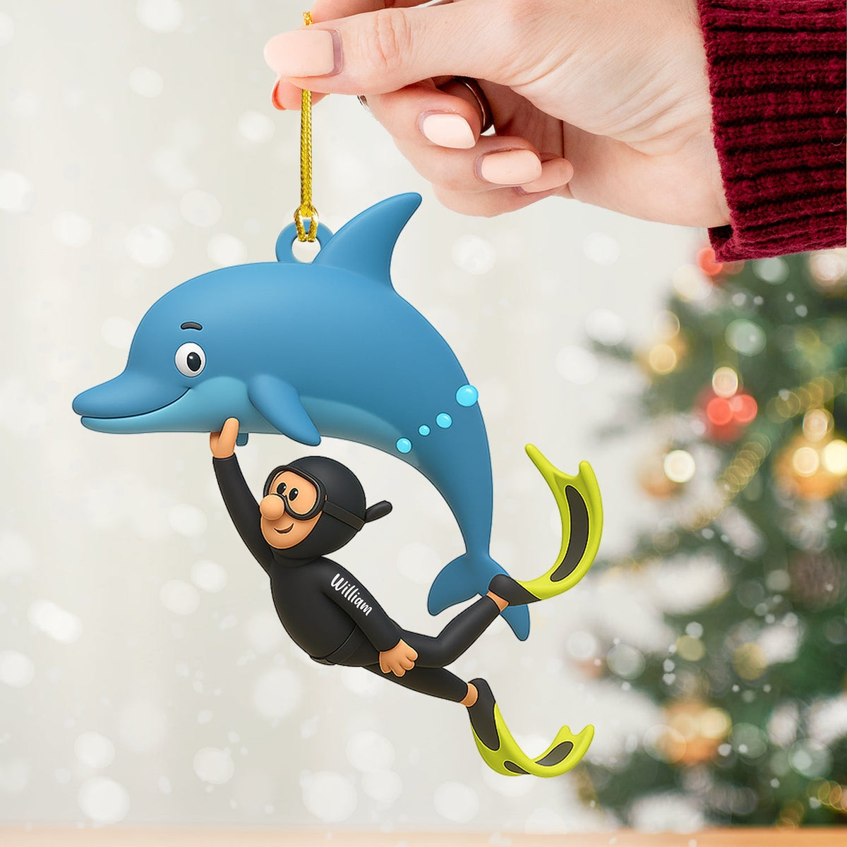 Blisscorners Dolphin Trainer Home Decor, Christmas Ornament, Personalized Ornaments2D Flat LM2111