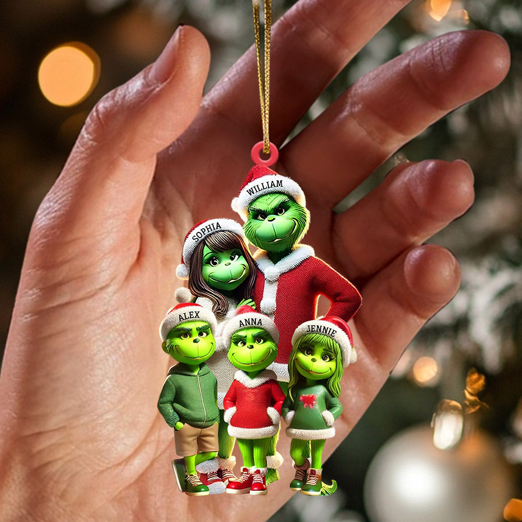 Blisscorners ELF Family Christmas Ornament, Personalized Ornament2D Flat LM2211