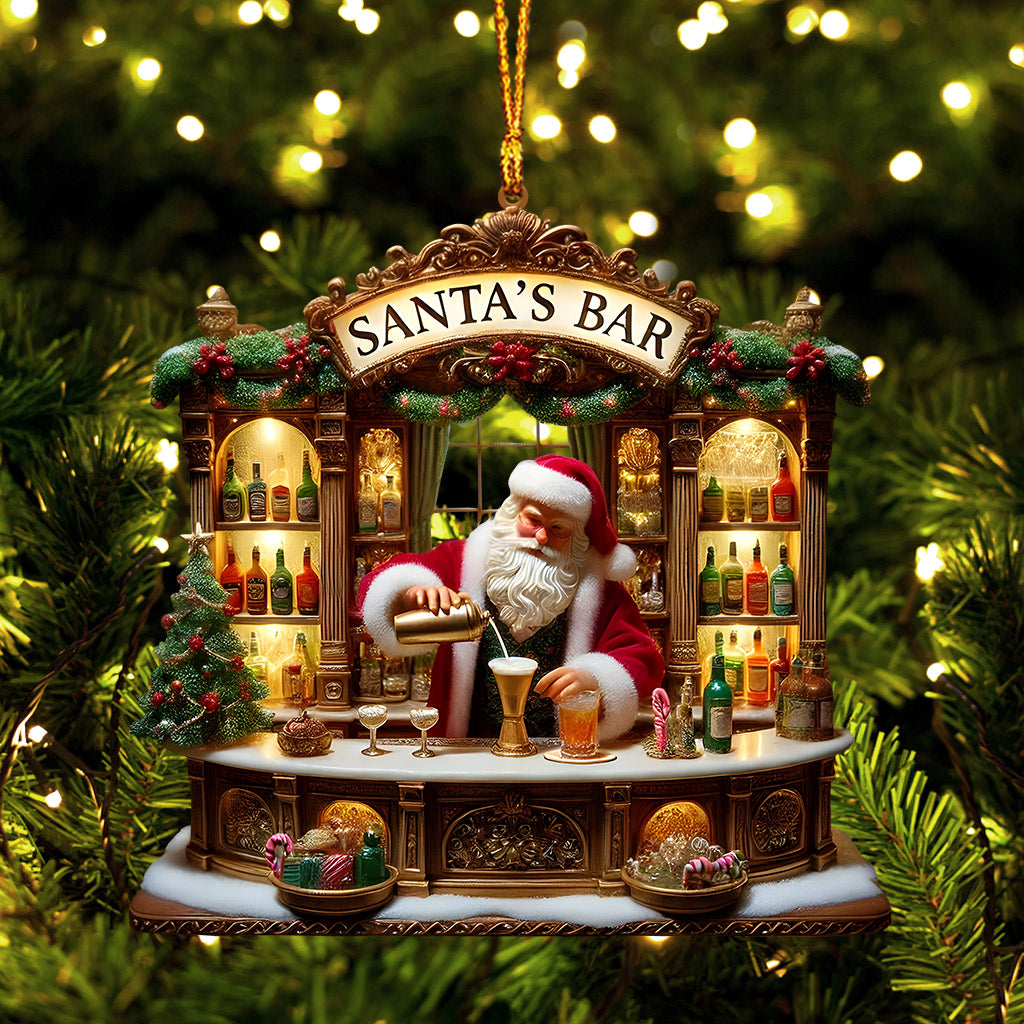 Blisscorners Santa's Bar Christmas Ornament, Bartender Ornament, Personalized Ornament2D Flat LM2211