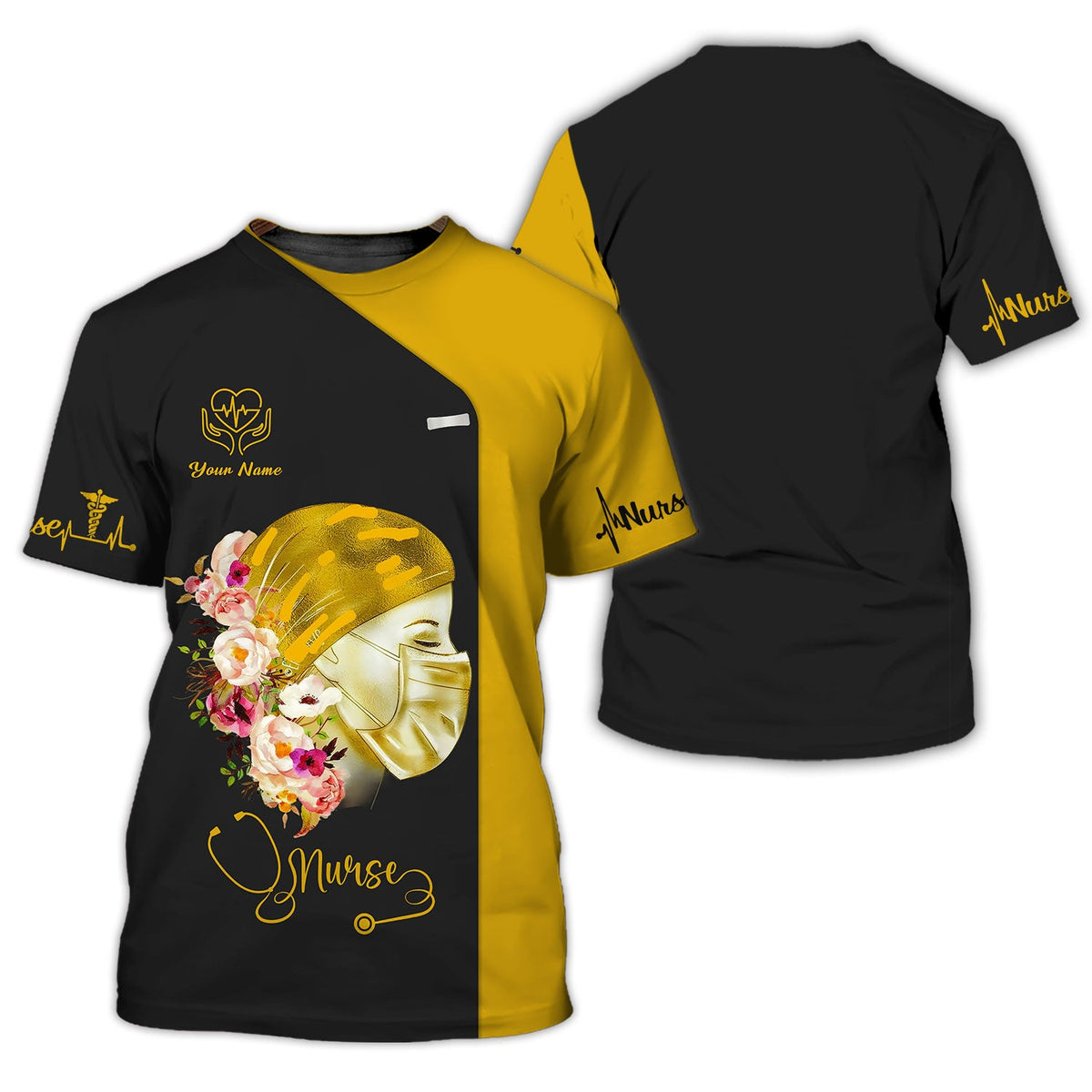 Blisscorners Personalized Nurse Shirt - Floral Compassion and Care