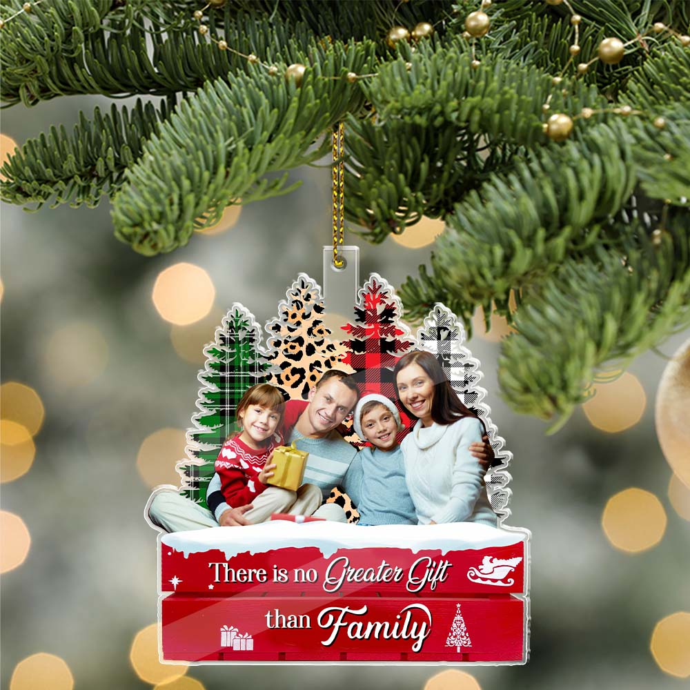 Blisscorners There Is No Greater Gift Than Family - Custom Photo, Personalized Acrylic Ornament - Gift For Christmas, Family Gift2D Flat LM2111