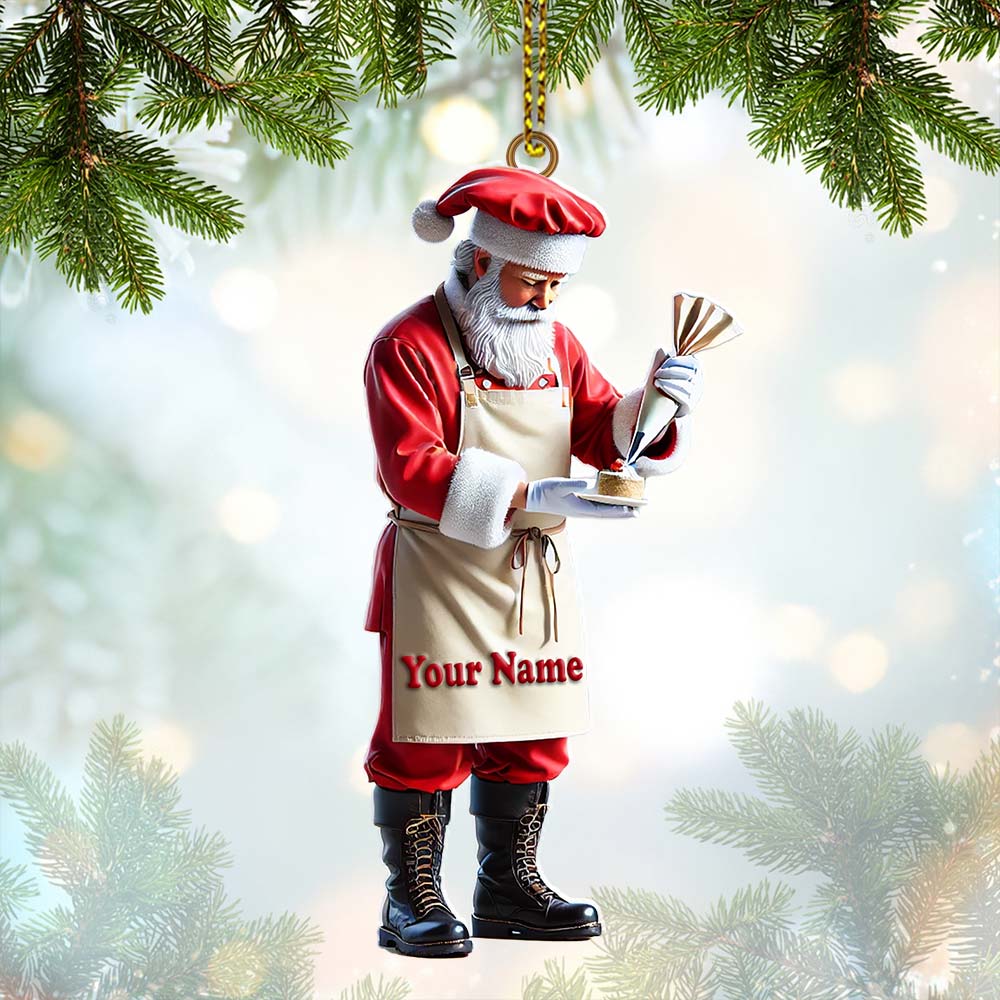 Blisscorners Custom Name Bakery Santa Ornament, Christmas Gift2D Flat LM2211