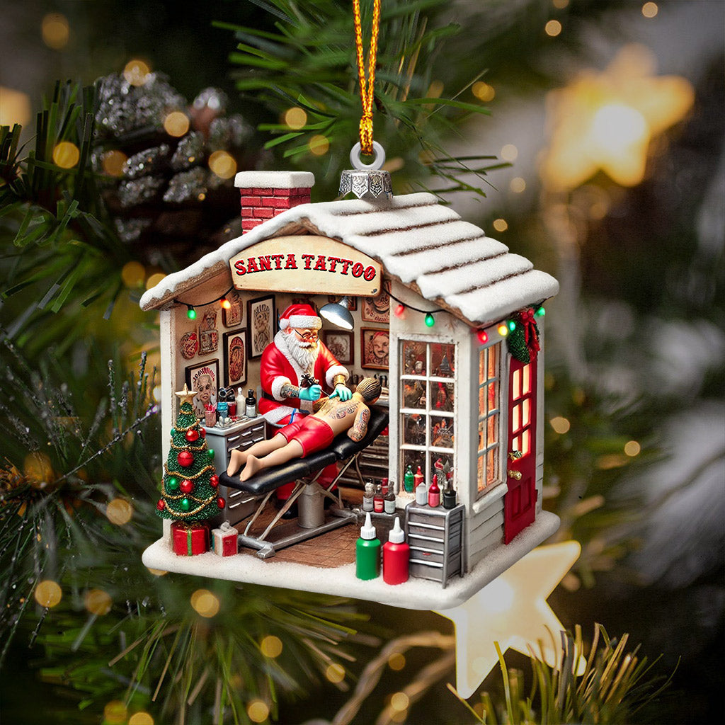 Blisscorners Santa's Tattoo Christmas Ornament, Personalized Ornament2D Flat LM2211