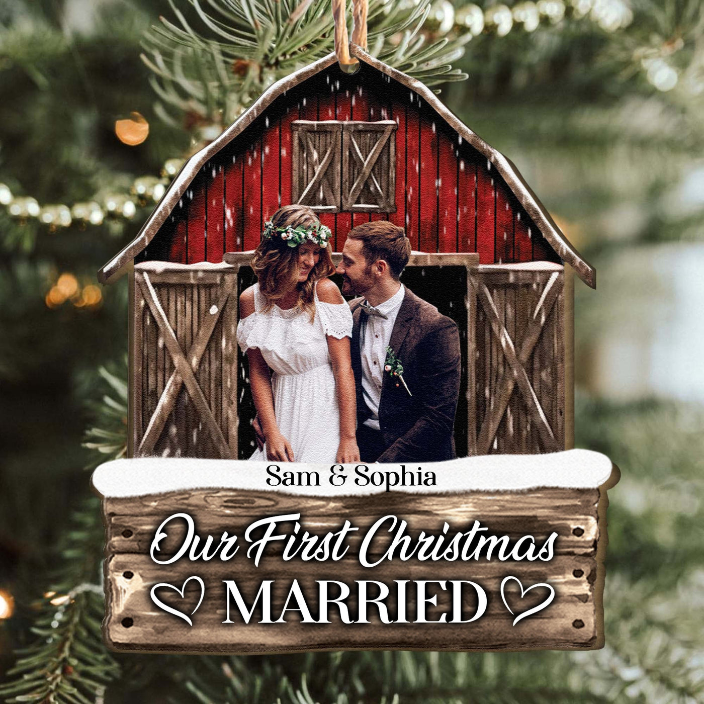 Blisscorners You And Me We Got This, Custom Photo And Name - Personalized Custom Shaped Wooden Ornament - Gift For Couple, Christmas Gift2D Flat LM2111