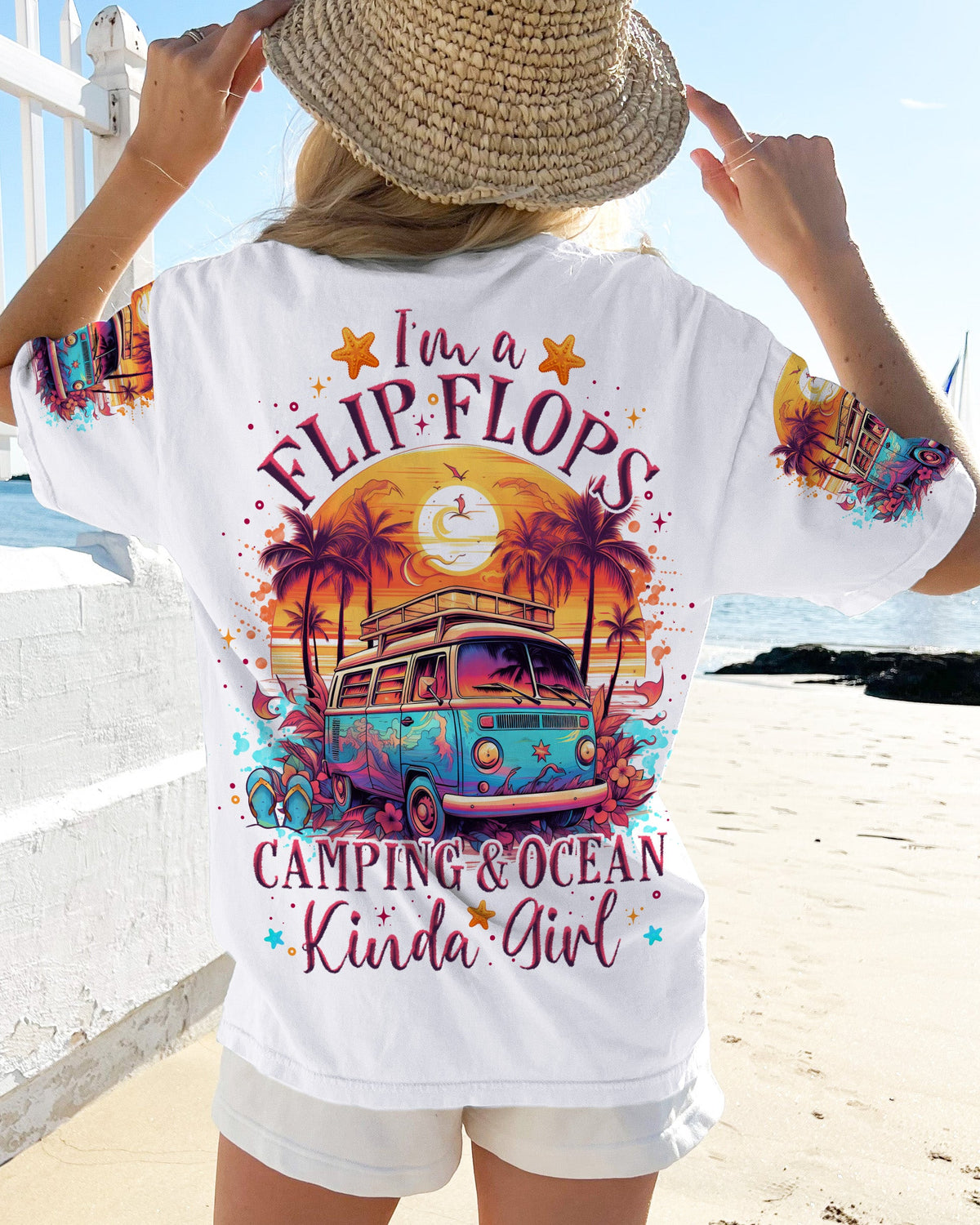 BLISSCORNERS FLIP FLOPS CAMPING OCEAN KINDA GIRL ALL OVER PRINT