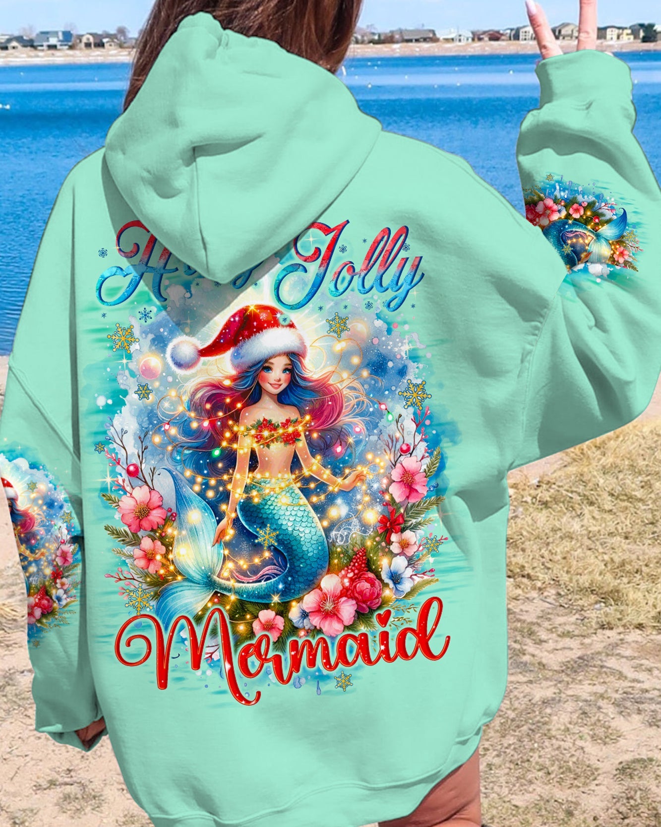 BLISSCORNERS HOLLY JOLLY MERMAID CHRISTMAS ALL OVER PRINT