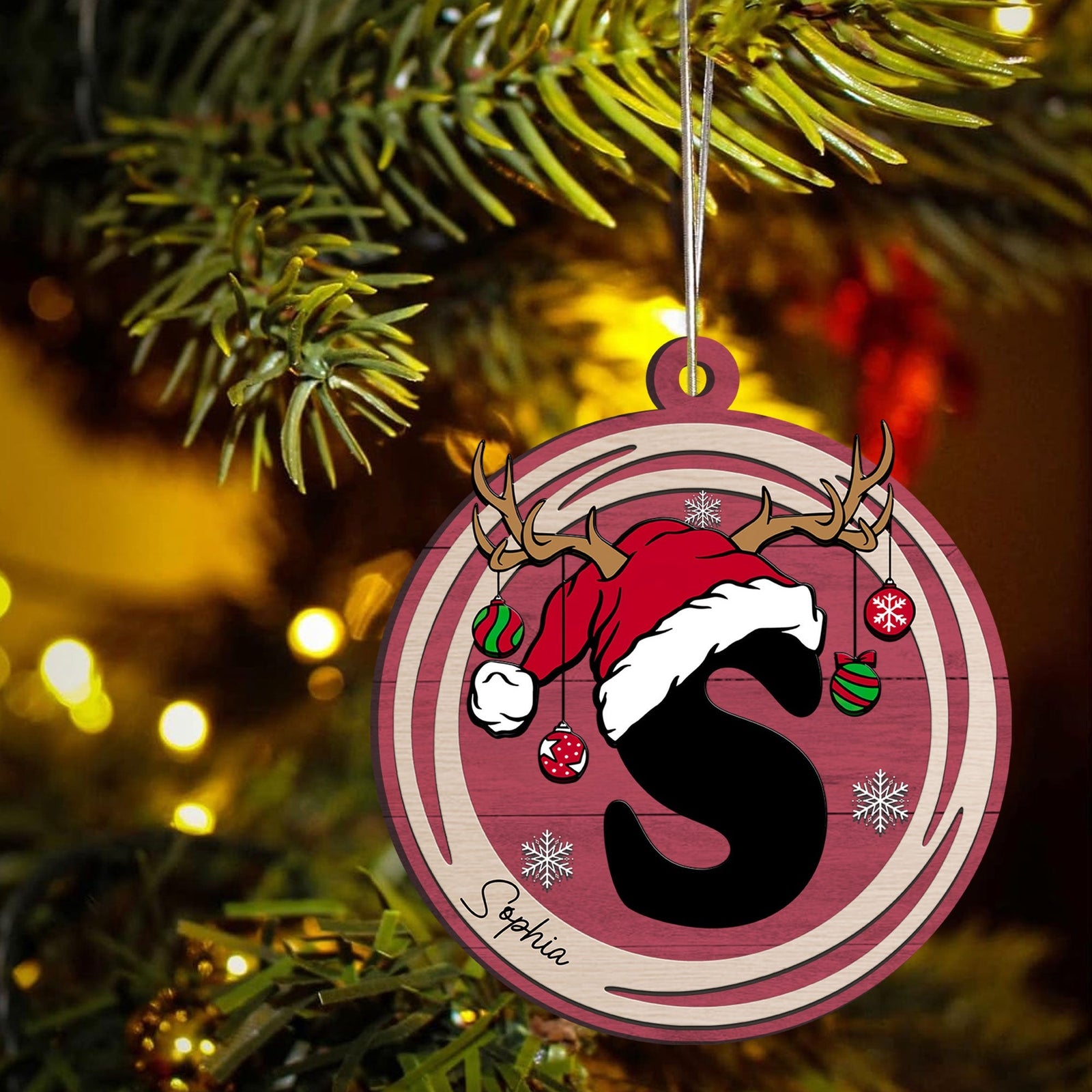 Blisscorners Christmas Letter - Personalized 2-Layered Wooden Ornament - Gift For Family, Xmas Gift2D Flat LM2111