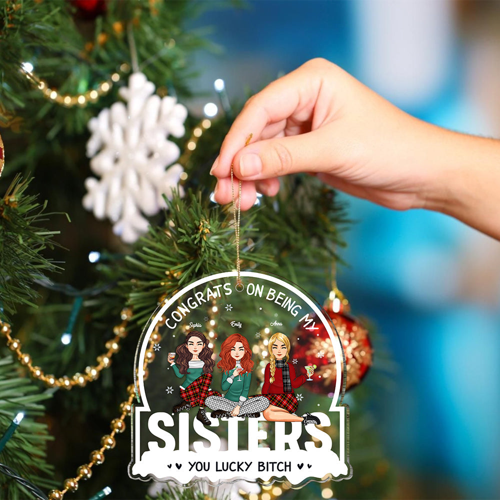 Blisscorners Congrats On Being My Family - Custom Appearances, Title And Names Christmas Gift - Personalized Acrylic Ornament2D Flat LM2111