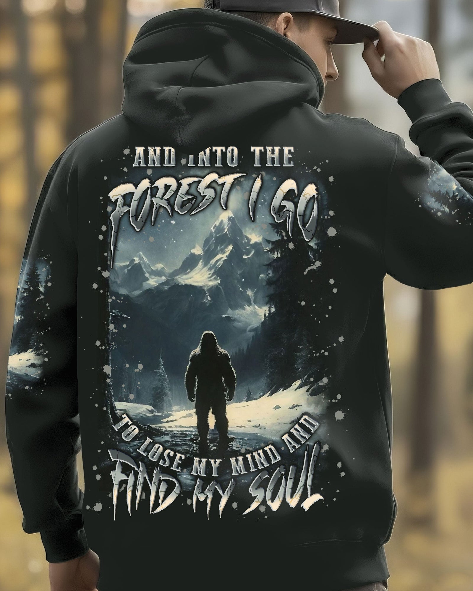 BLISSCORNERS AND INTO THE FOREST I GO BIGFOOT ALL OVER PRINT