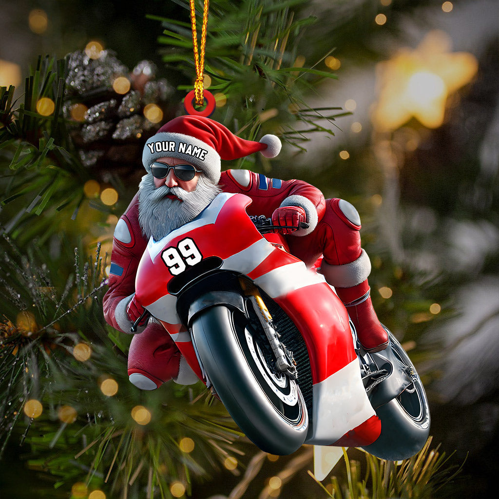Blisscorners Santa Motobike Christmas Ornament, Personalized Ornament2D Flat LM2211