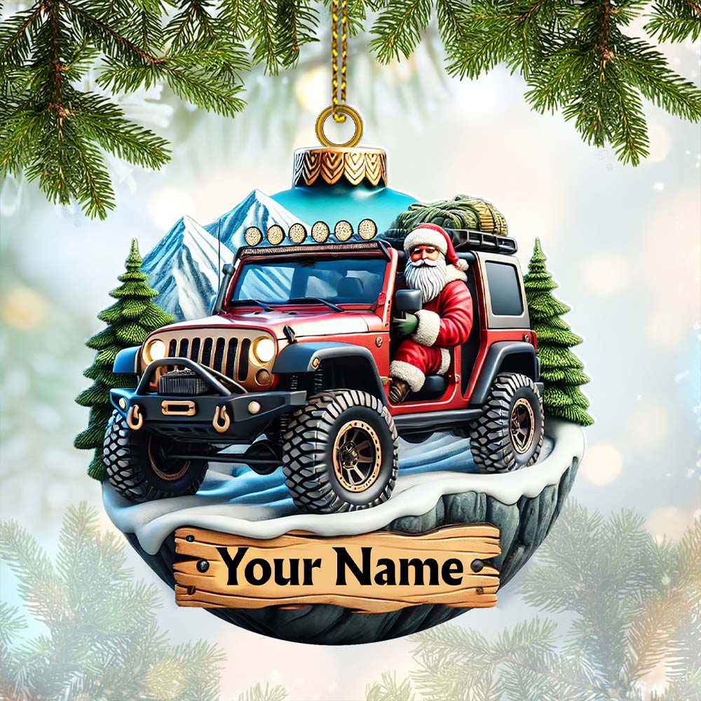 Blisscorners Custom Name Santa Ride Ornament, Santa Christmas Gift2D Flat LM2111
