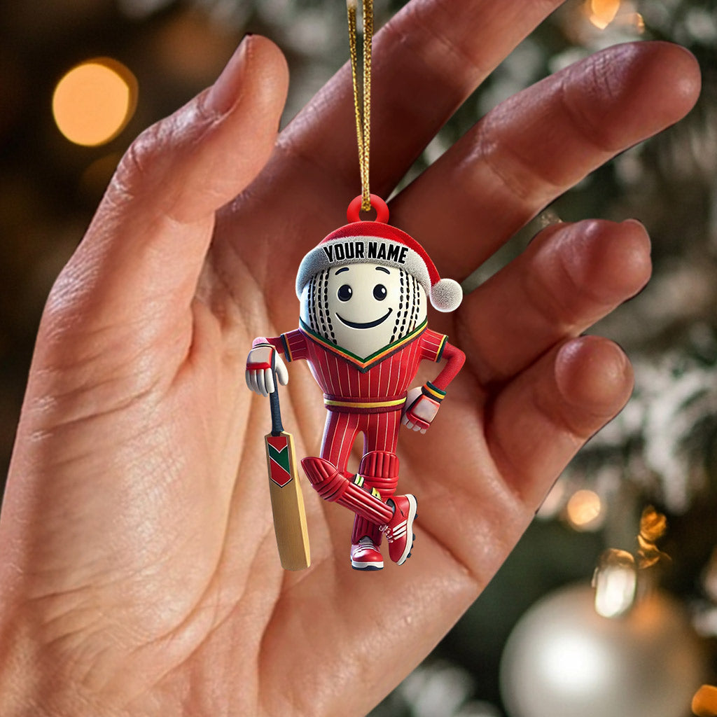 Blisscorners Cricket Ball Player Christmas Ornament, Personalized Ornament2D Flat LM2211