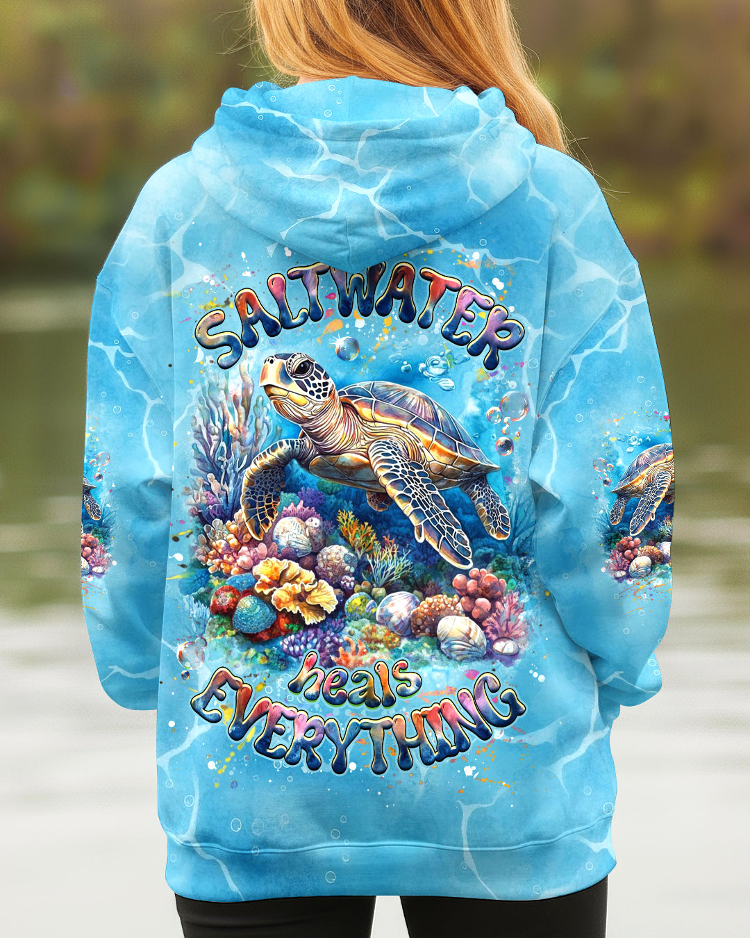 BLISSCORNERS SALTWATER HEALS EVERYTHING TURTLE ALL OVER PRINT