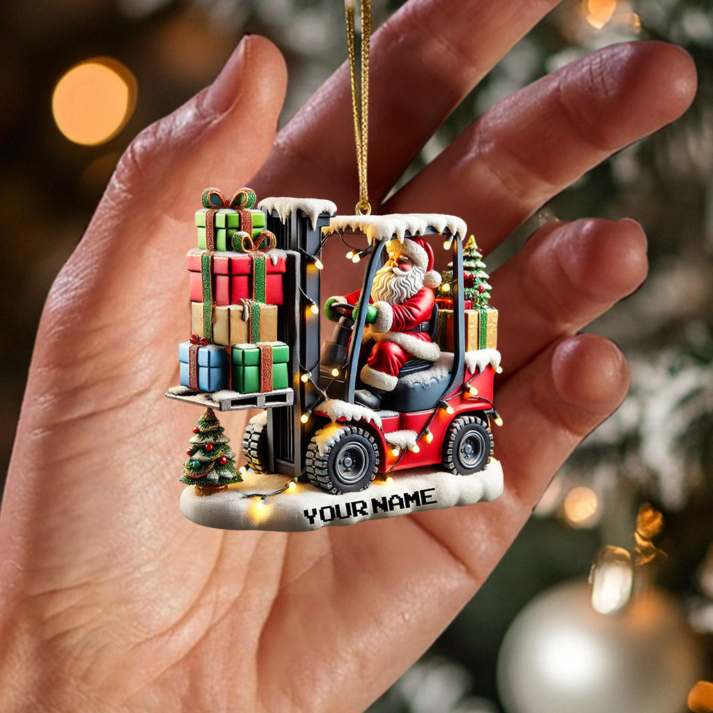 Blisscorners Forklift Santa Christmas Ornament, Personalized Ornament2D Flat LM2211