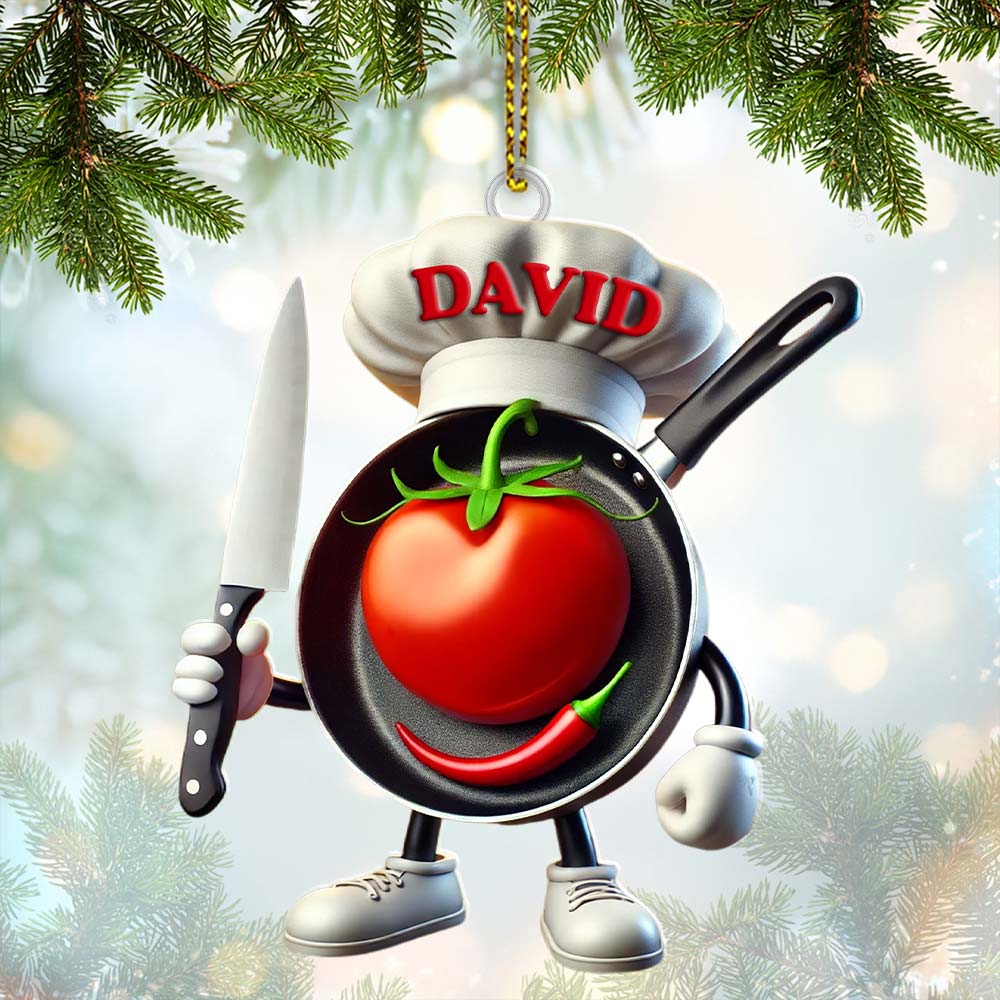 Blisscorners Custom Name Chef Ornament, Chef Christmas Gift2D Flat LM2211