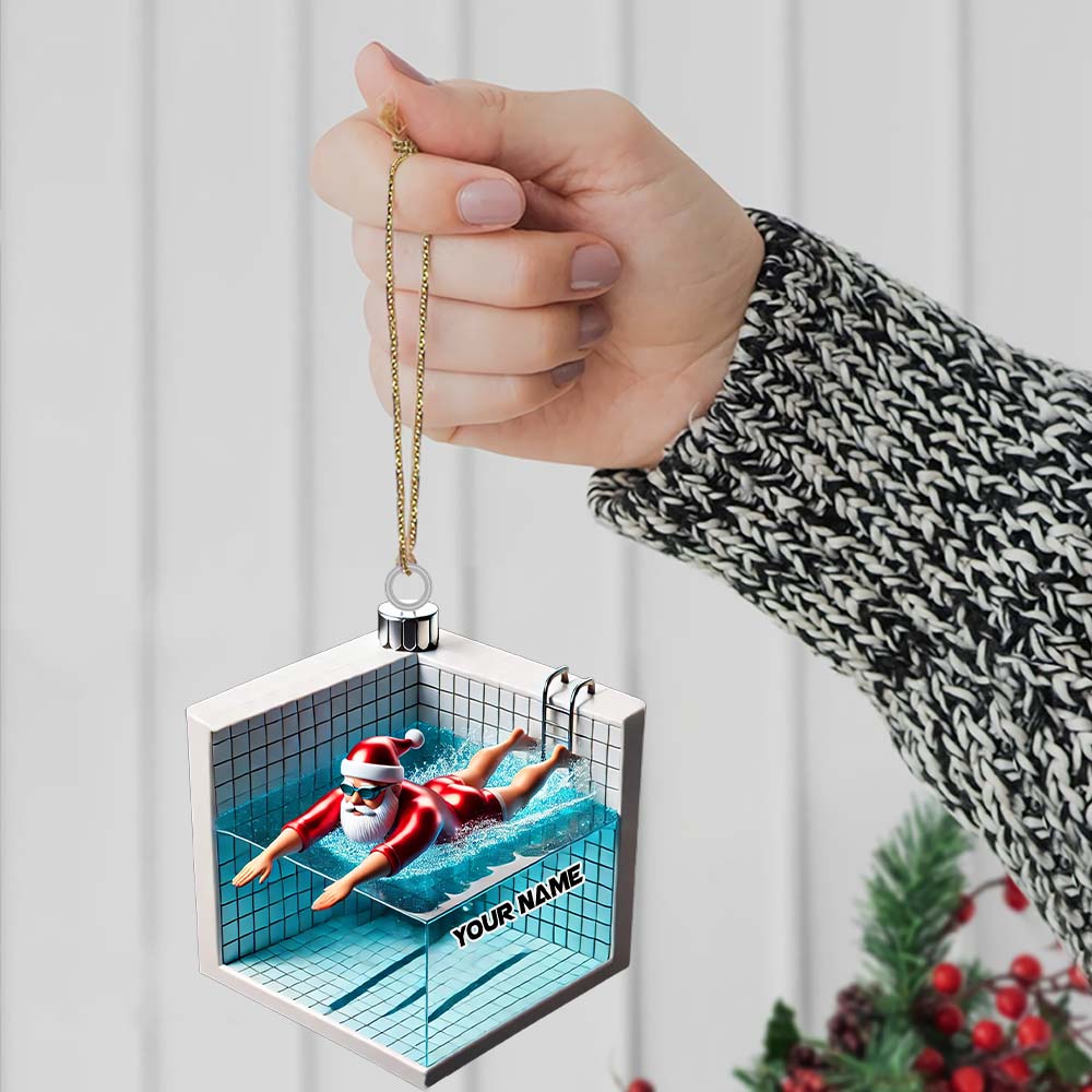 Blisscorners Swimming Santa Christmas Ornament, Personalized Ornament2D Flat LM2211