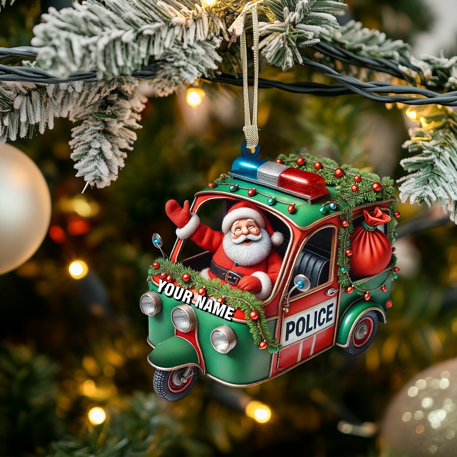 Blisscorners Police Santa Home Decor Christmas Ornament, Personalized Ornament2D Flat LM2211