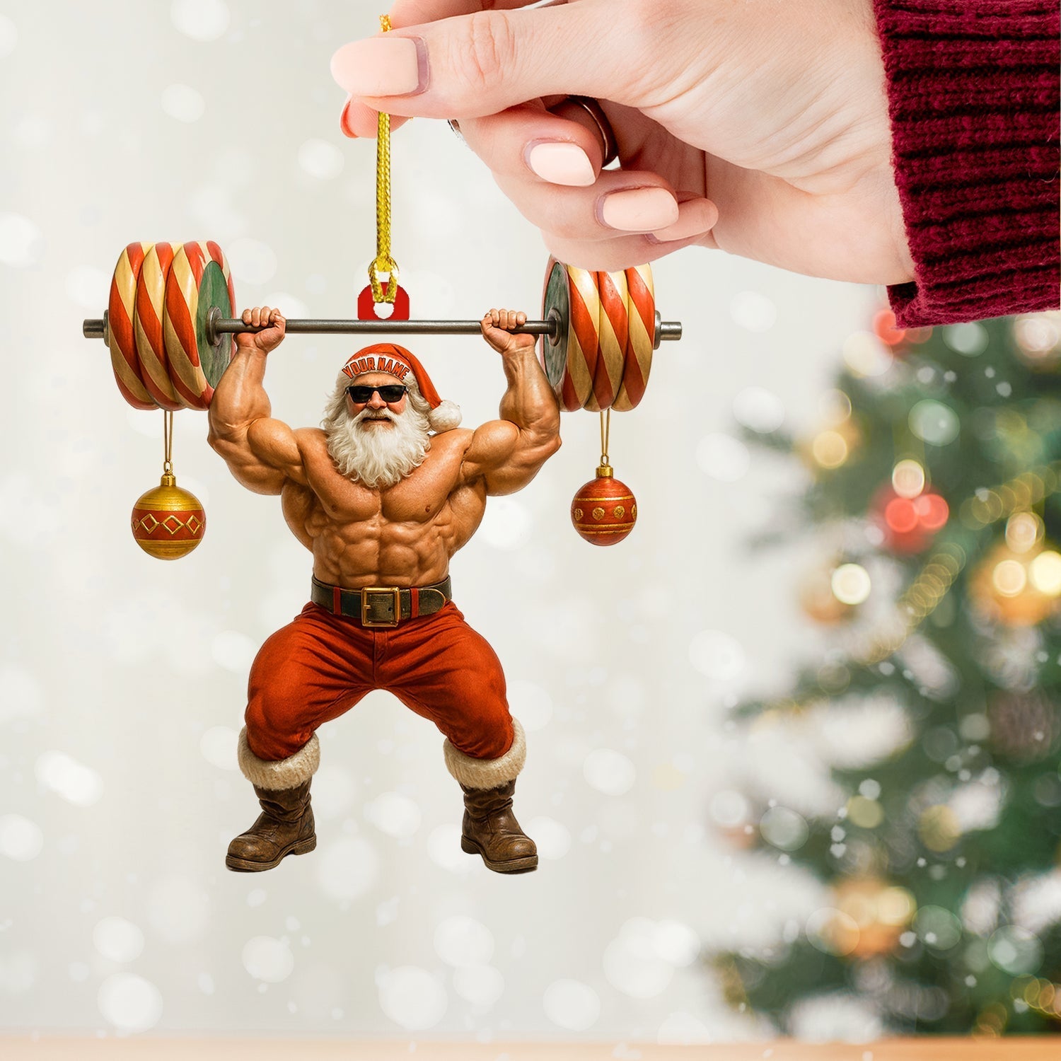 Blisscorners Weightlifting Santa, Home Decor, Christmas Ornament2D Flat LM2111