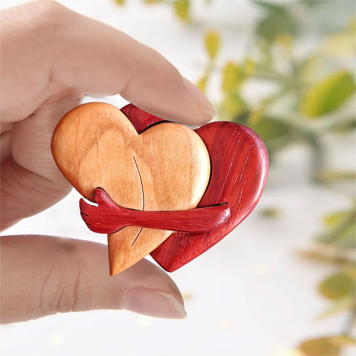 Blisscorners A Hug From My Heart For You, Couple Gift, Personalized Couple Puzzle Wooden2D Flat LM2111