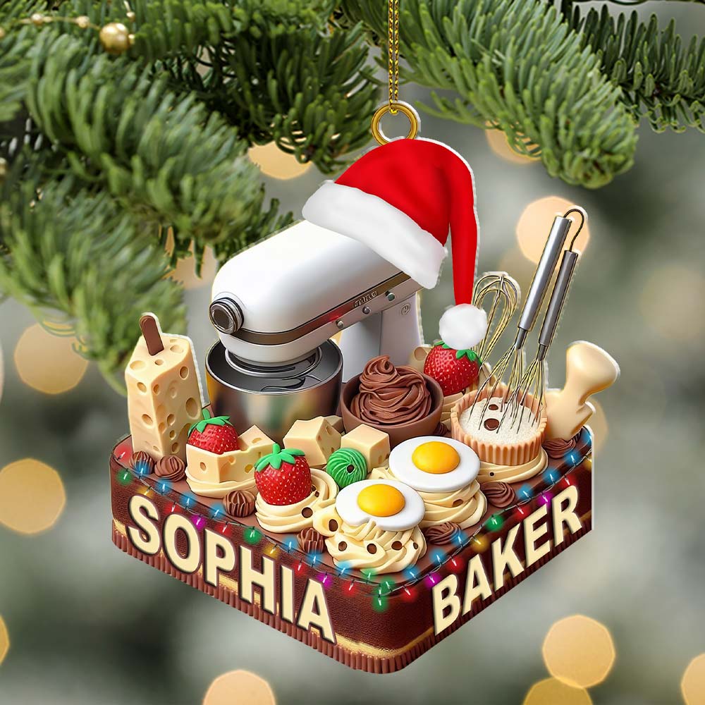 Blisscorners Making Cake Christmas Ornament, Personalized Ornament2D Flat LM2211