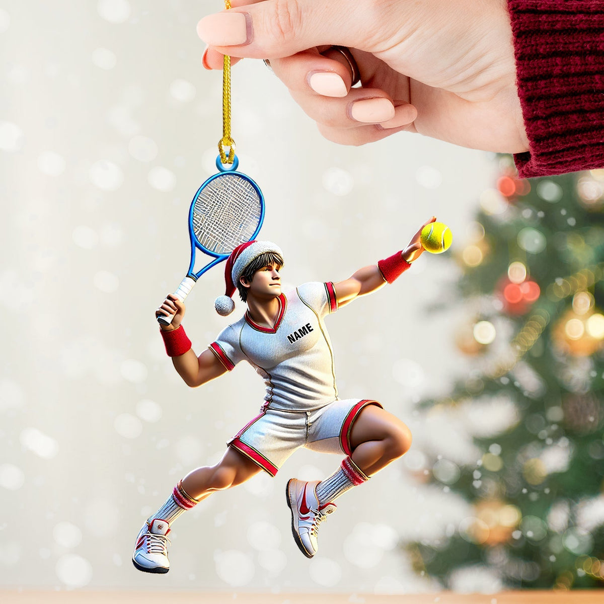 Blisscorners Tennis Player Christmas Ornament, Personalized Ornament2D Flat LM2211