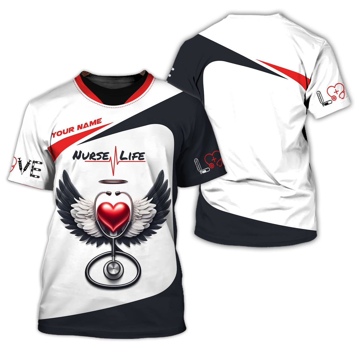Blisscorners Personalized Nurse Shirt - Heart and Healing Hands