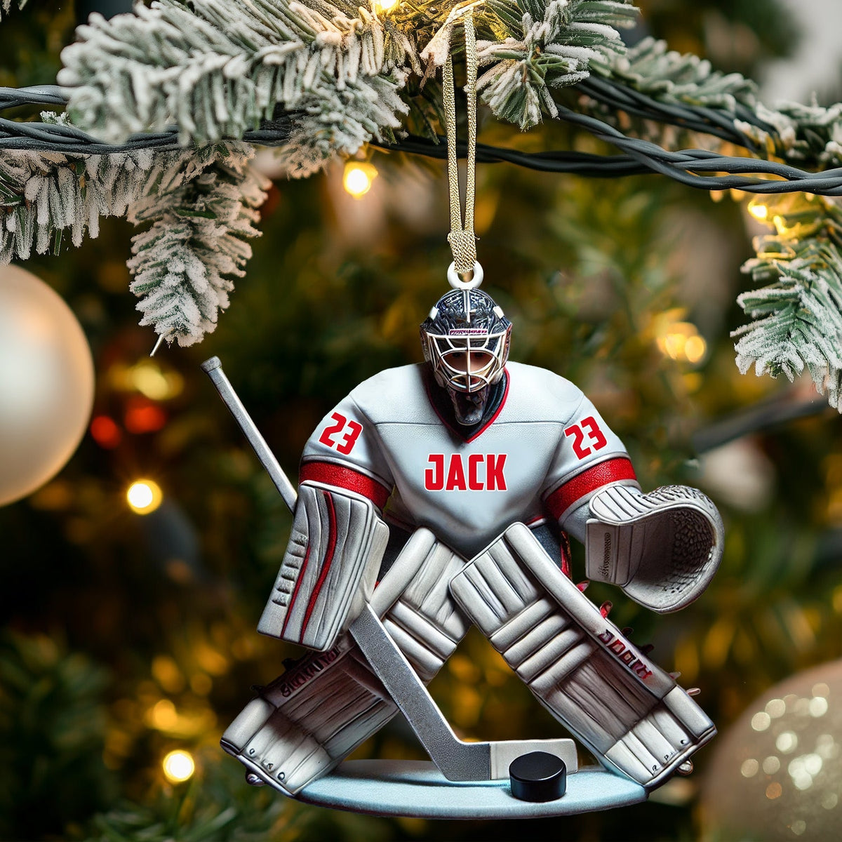 Blisscorners Hockey Goalie Christmas Ornament, Personalized Ornament2D Flat LM2211