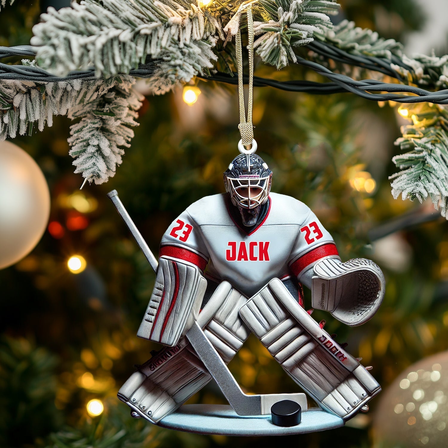Blisscorners Hockey Goalie Christmas Ornament, Personalized Ornament2D Flat LM2211