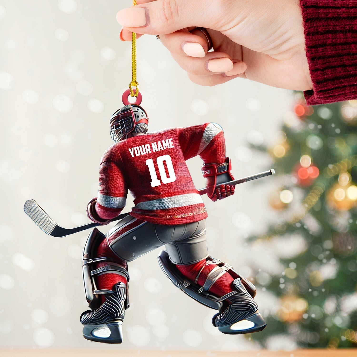 Blisscorners Hockey Player Christmas Ornament, Personalized Ornament2D Flat LM2211