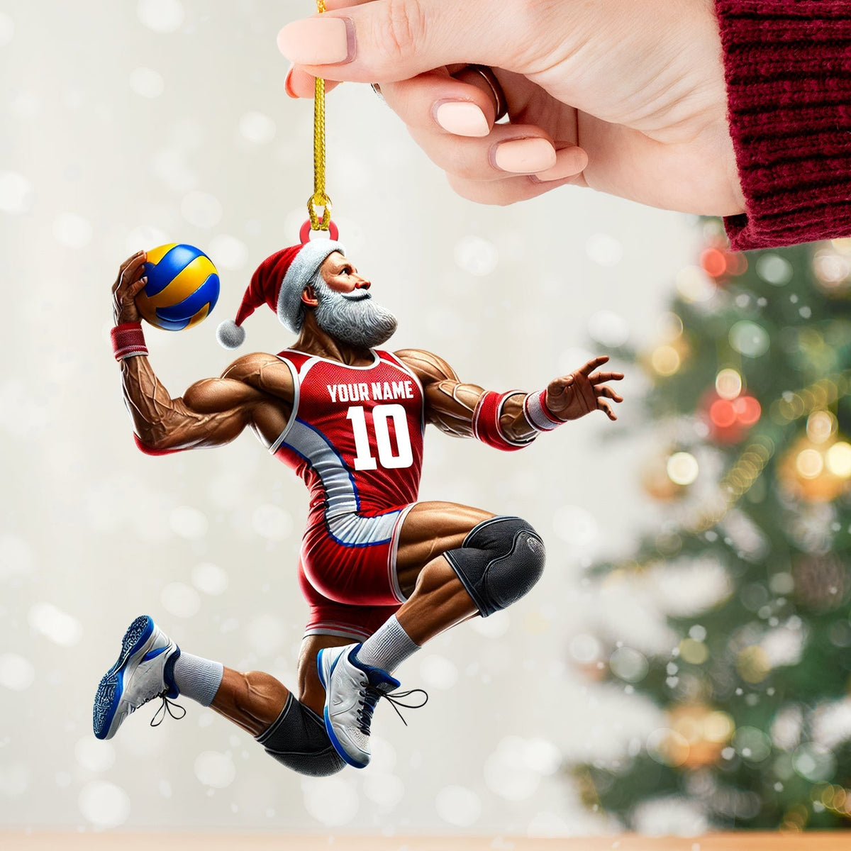 Blisscorners Volleyball Santa Home Decor Christmas Ornament, Personalized Ornament2D Flat LM2211