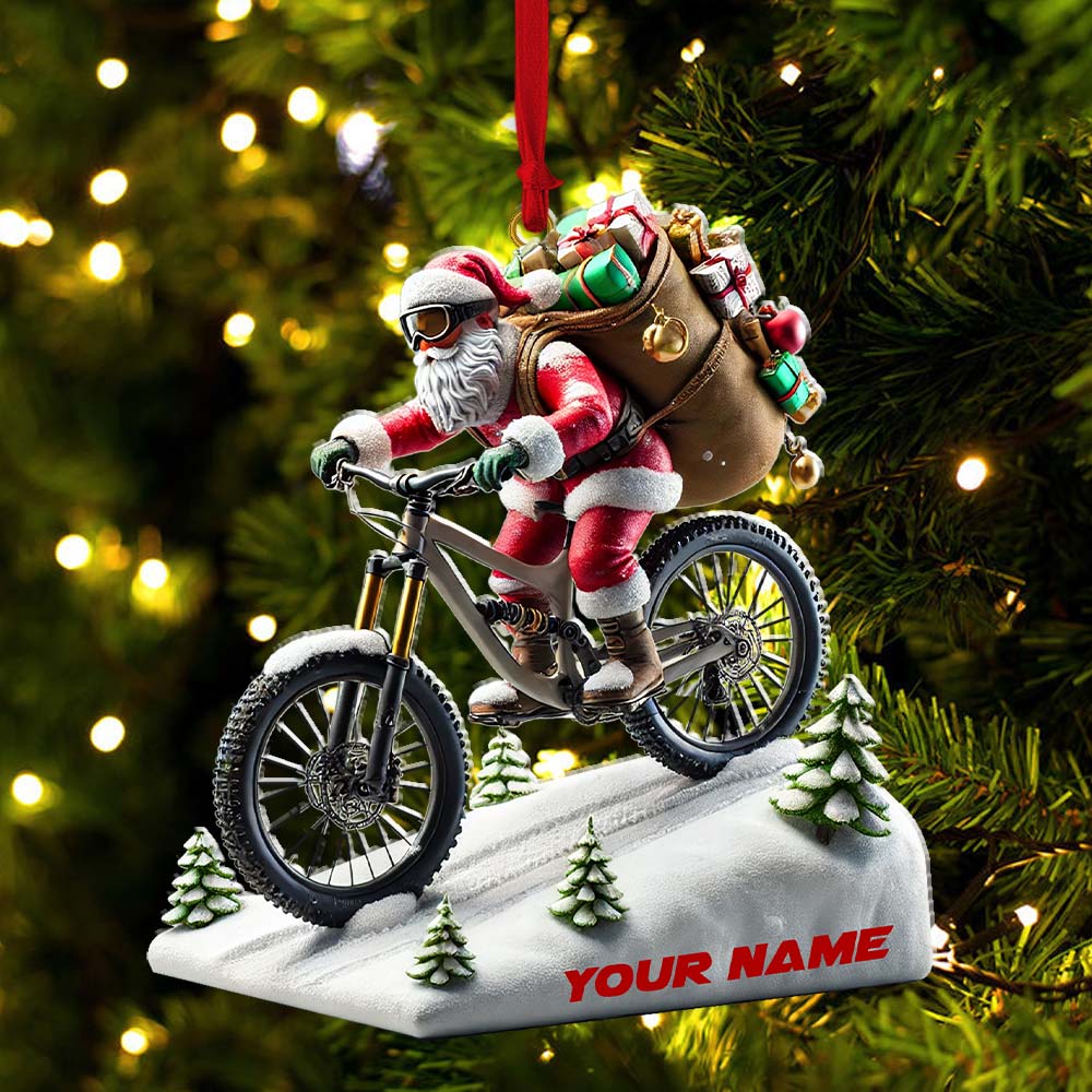 Blisscorners Santa Bike Ornament, Personalized Ornament2D Flat LM2211