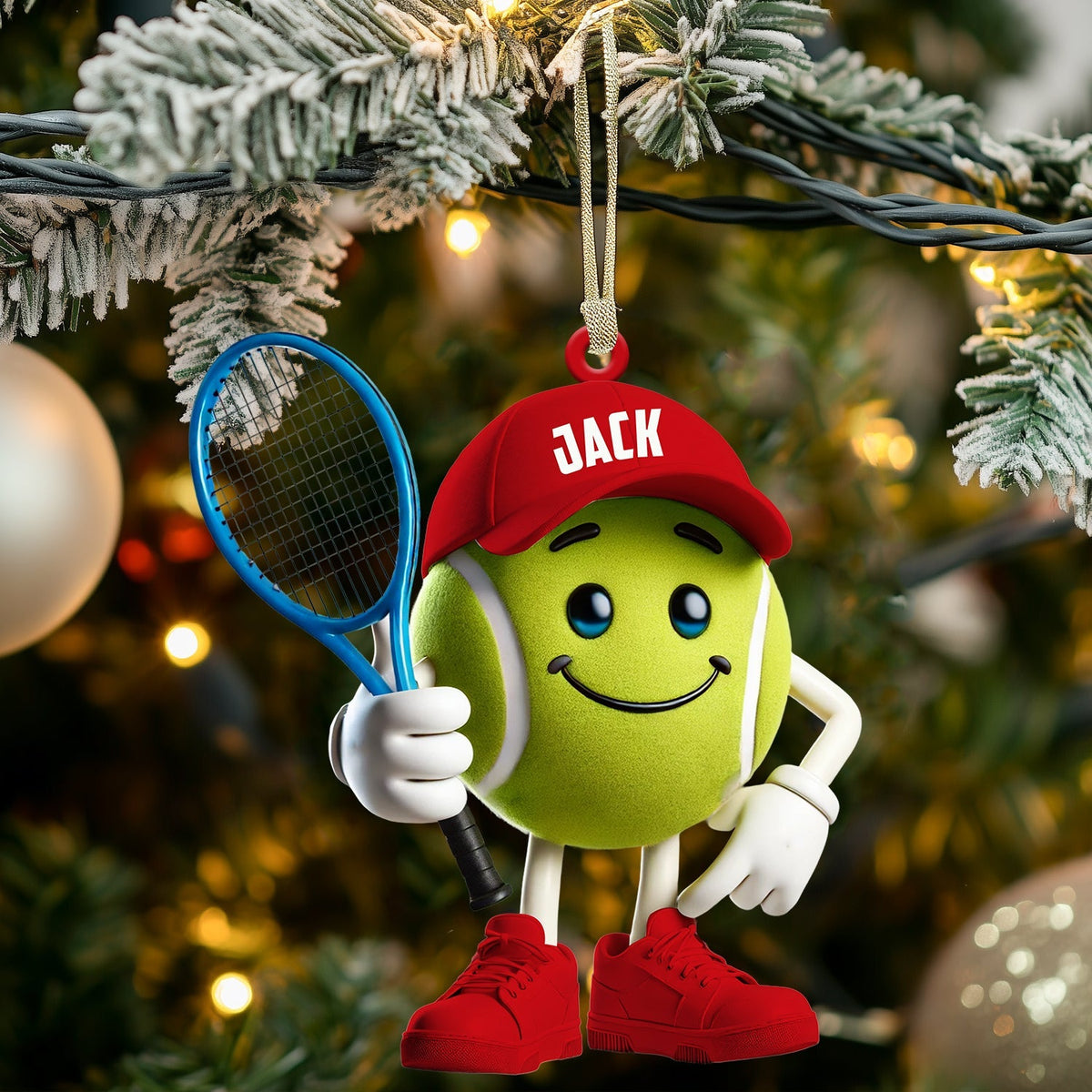 Blisscorners Cool Tennis Ball Christmas Ornament, Personalized Ornament2D Flat LM2211