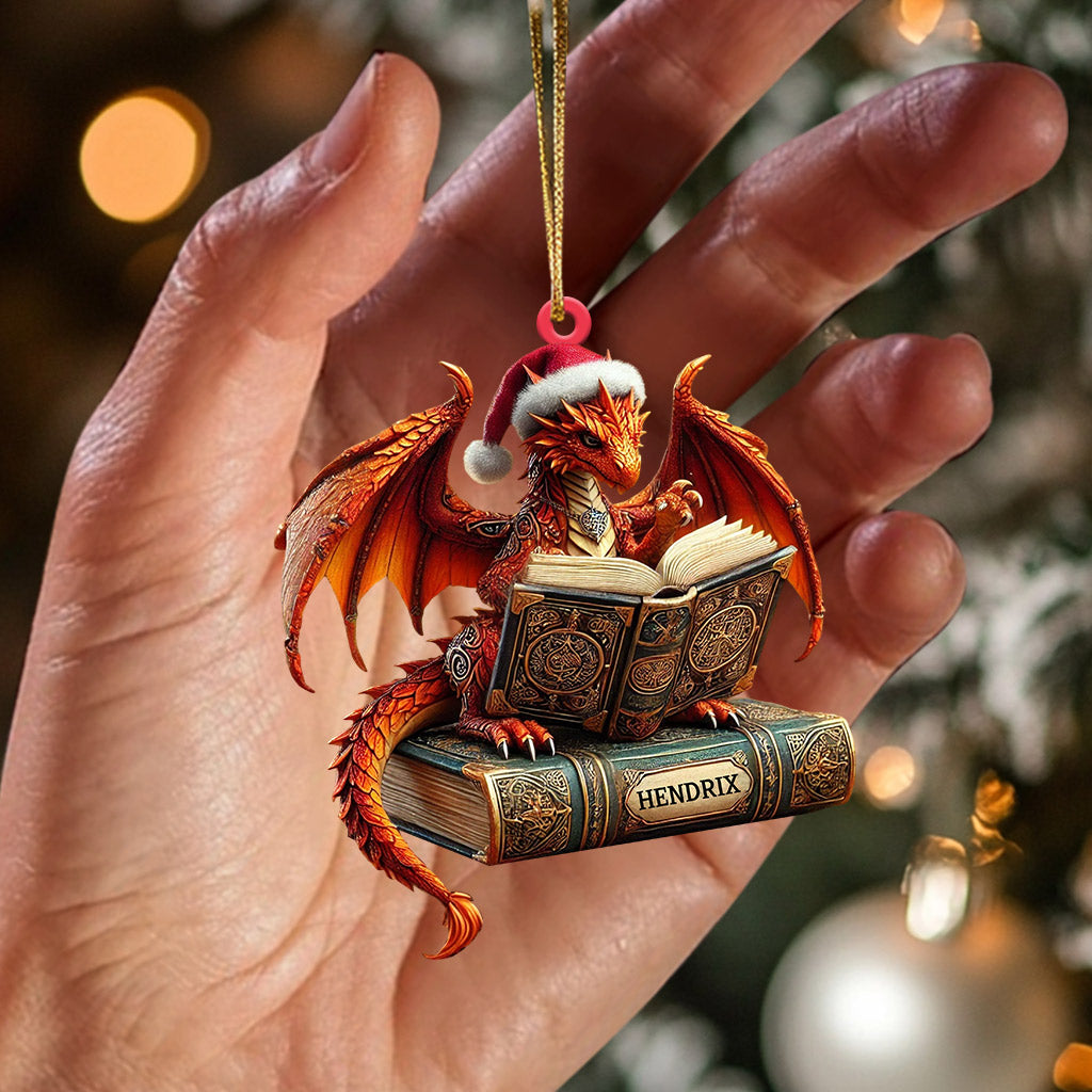 Blisscorners Dragon Reading Book Christmas Ornament, Personalized Ornament2D Flat LM2211