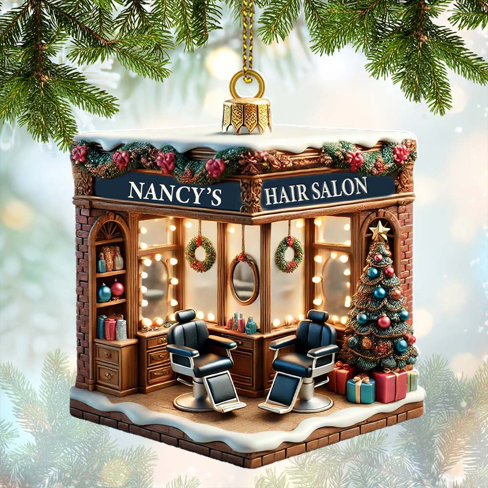 Blisscorners Hair Salon Ornament, Personalized Ornament2D Flat LM2211